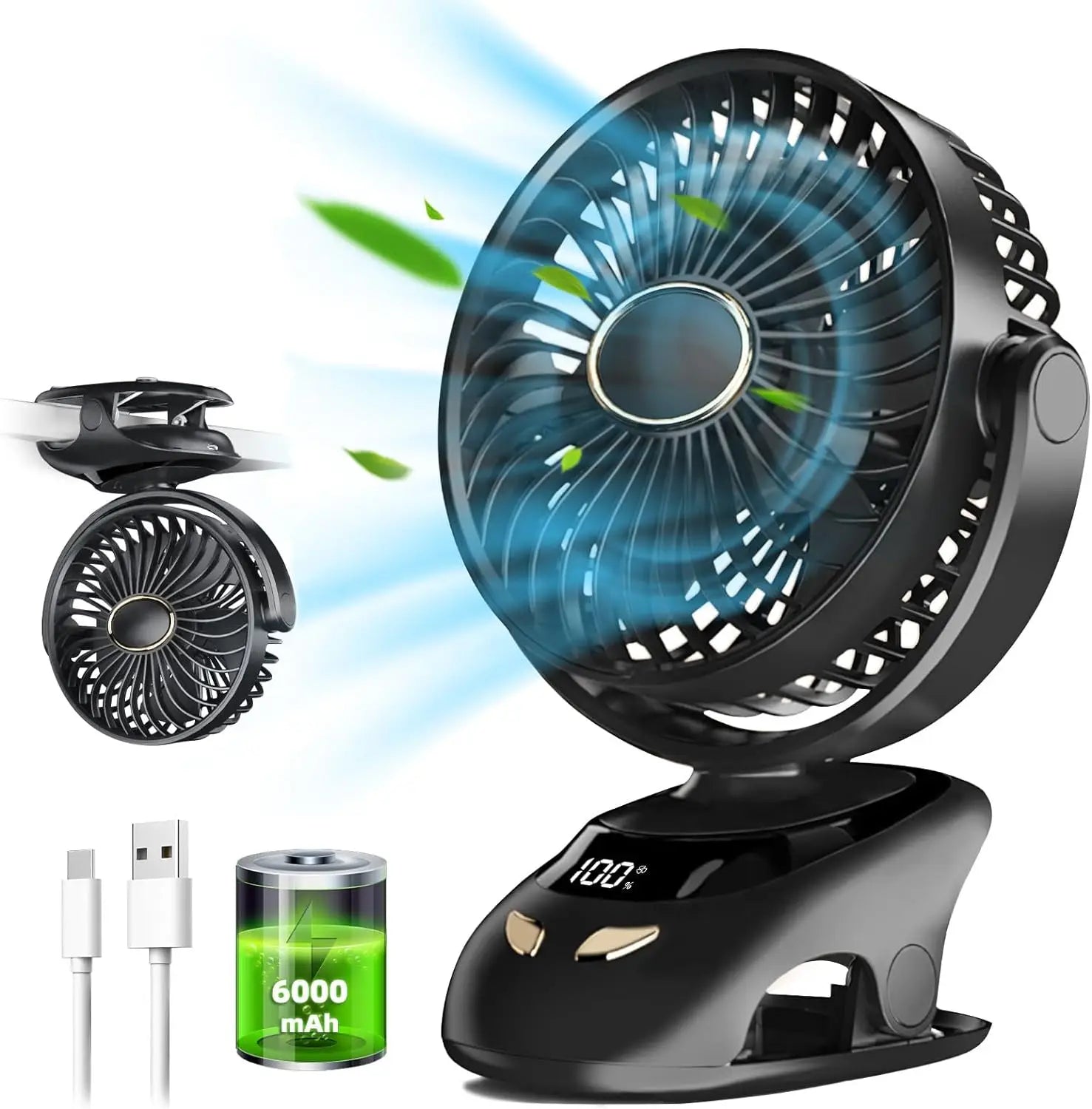NNEOBA Small Desk Clip-On Fan Portable